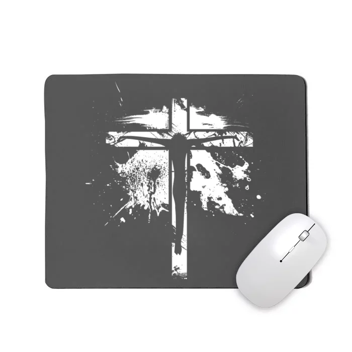 Distressed Jesus Cross Christianity Mousepad