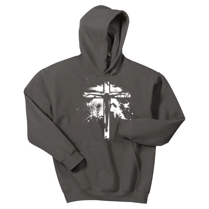 Distressed Jesus Cross Christianity Kids Hoodie