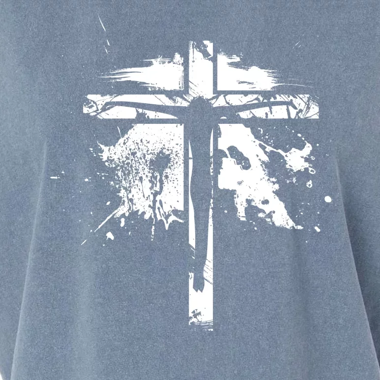 Distressed Jesus Cross Christianity Garment-Dyed Women's Muscle Tee