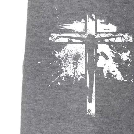 Distressed Jesus Cross Christianity Doggie 3-End Fleece Hoodie