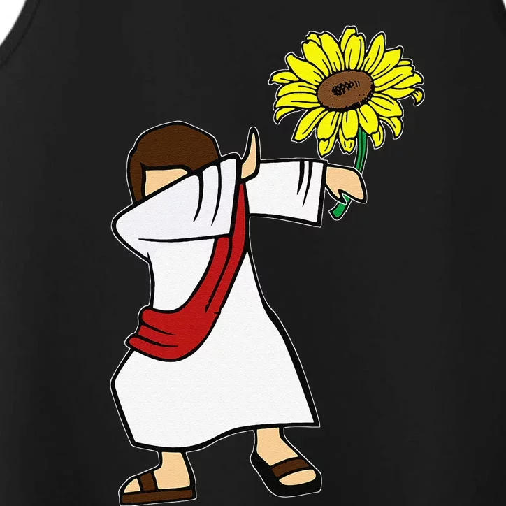 Dabbing Jesus Christian Sunflower Autism Awareness Gift Performance Tank