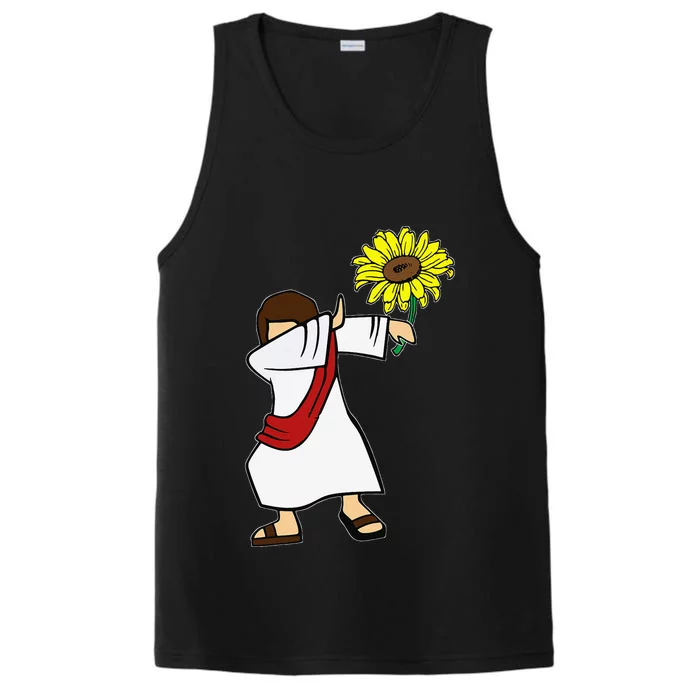 Dabbing Jesus Christian Sunflower Autism Awareness Gift Performance Tank