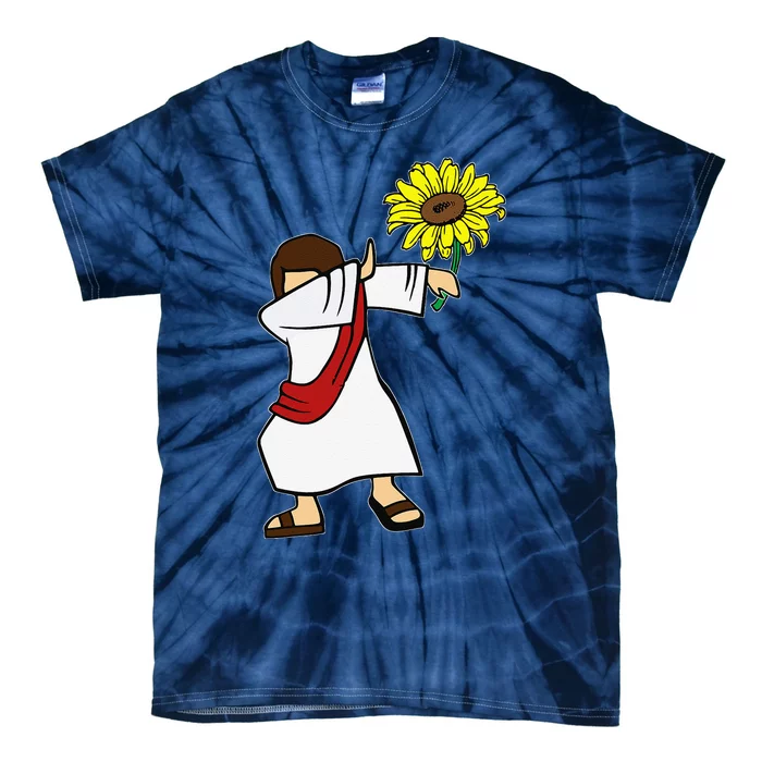 Dabbing Jesus Christian Sunflower Autism Awareness Gift Tie-Dye T-Shirt