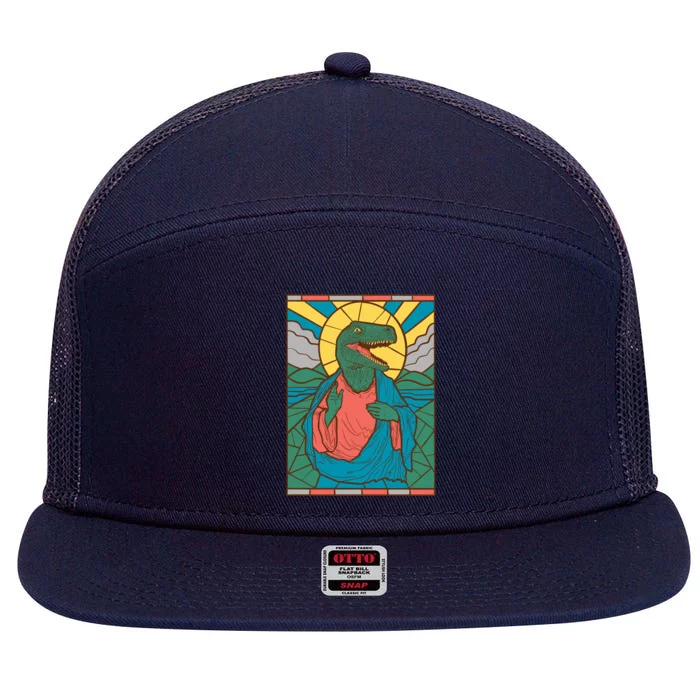 Dinosaur Jesus 7 Panel Mesh Trucker Snapback Hat