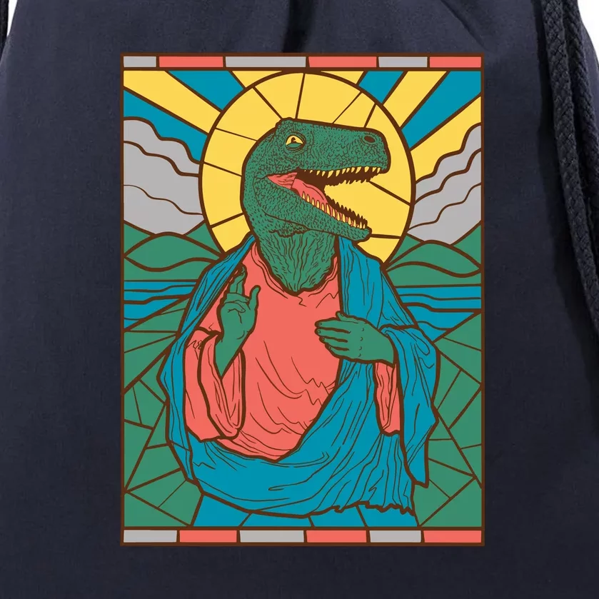 Dinosaur Jesus Drawstring Bag