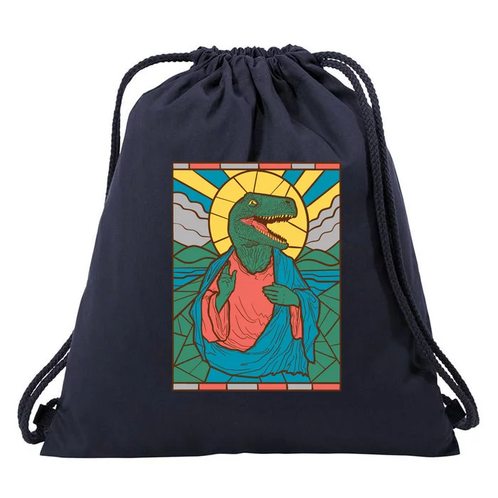 Dinosaur Jesus Drawstring Bag