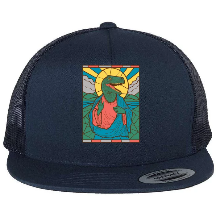 Dinosaur Jesus Flat Bill Trucker Hat