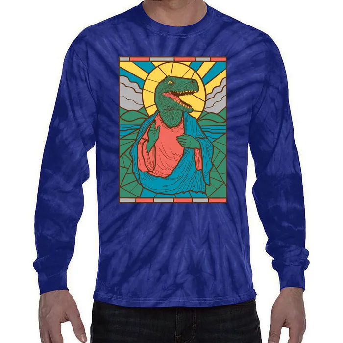 Dinosaur Jesus Tie-Dye Long Sleeve Shirt