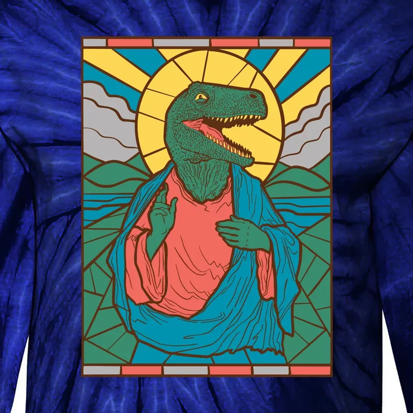 Dinosaur Jesus Tie-Dye Long Sleeve Shirt