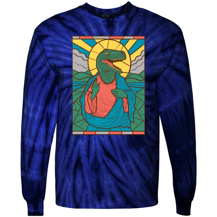 Dinosaur Jesus Tie-Dye Long Sleeve Shirt