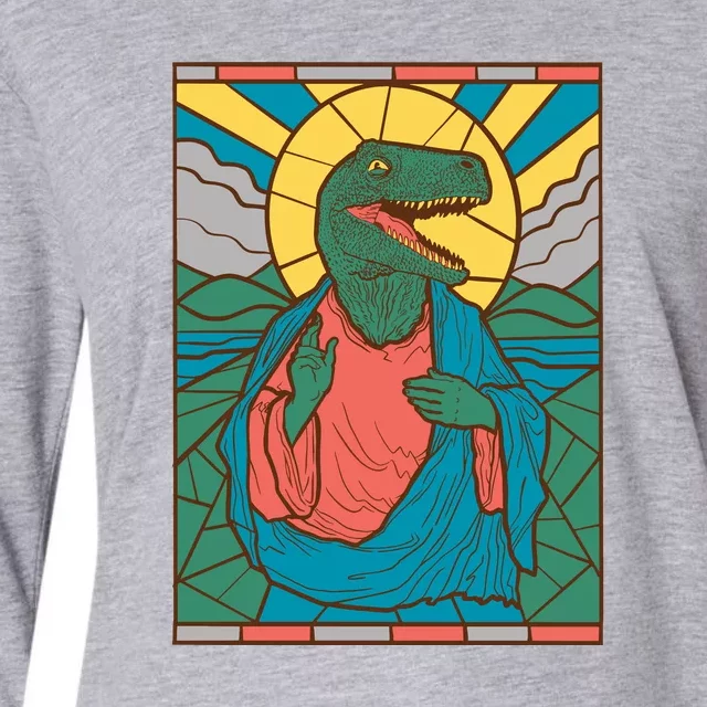 Dinosaur Jesus Womens Cotton Relaxed Long Sleeve T-Shirt