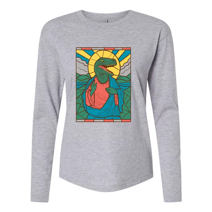 Dinosaur Jesus Womens Cotton Relaxed Long Sleeve T-Shirt