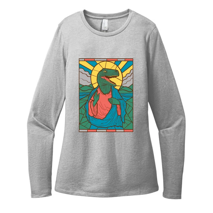 Dinosaur Jesus Womens CVC Long Sleeve Shirt