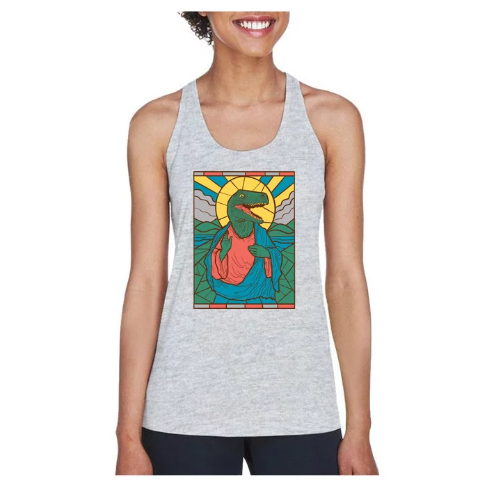 Dinosaur Jesus Women's Racerback Tank