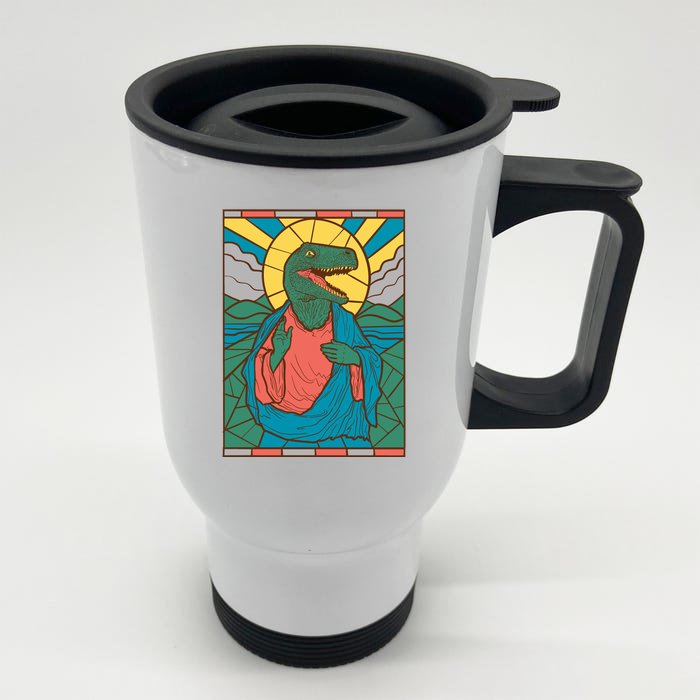 Dinosaur Jesus Front & Back Stainless Steel Travel Mug