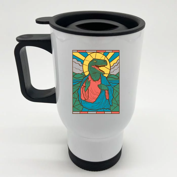 Dinosaur Jesus Front & Back Stainless Steel Travel Mug