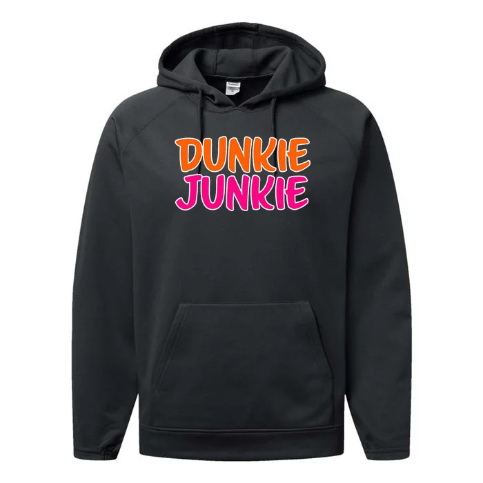 Dunkie Junkie Donut And Coffee Lover Performance Fleece Hoodie