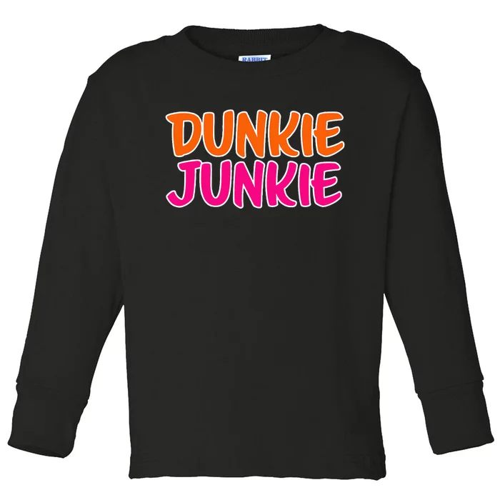 Dunkie Junkie Donut And Coffee Lover Toddler Long Sleeve Shirt