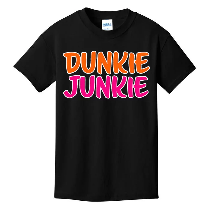 Dunkie Junkie Donut And Coffee Lover Kids T-Shirt