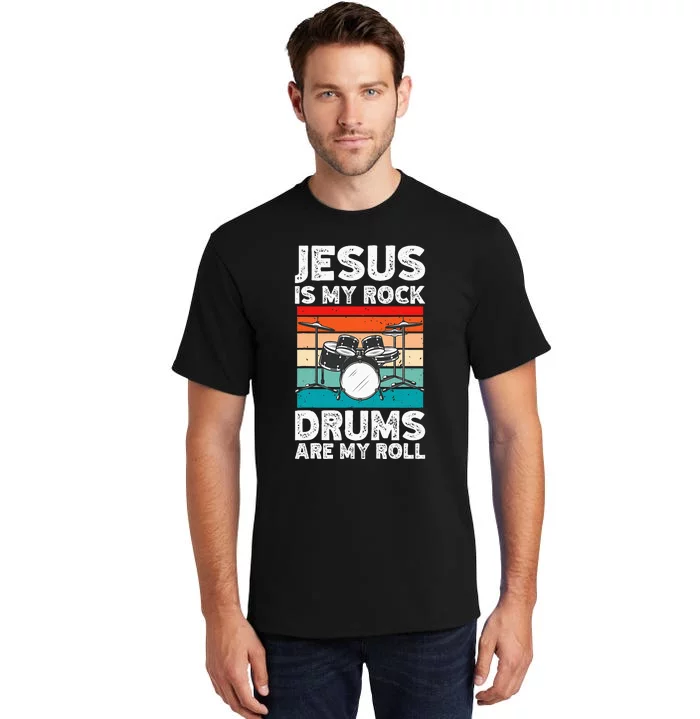 Drummer Jesus Drumming Drums Percussion Faith Christian Tall T-Shirt