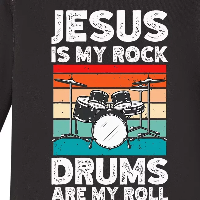 Drummer Jesus Drumming Drums Percussion Faith Christian Baby Long Sleeve Bodysuit