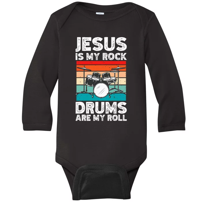 Drummer Jesus Drumming Drums Percussion Faith Christian Baby Long Sleeve Bodysuit