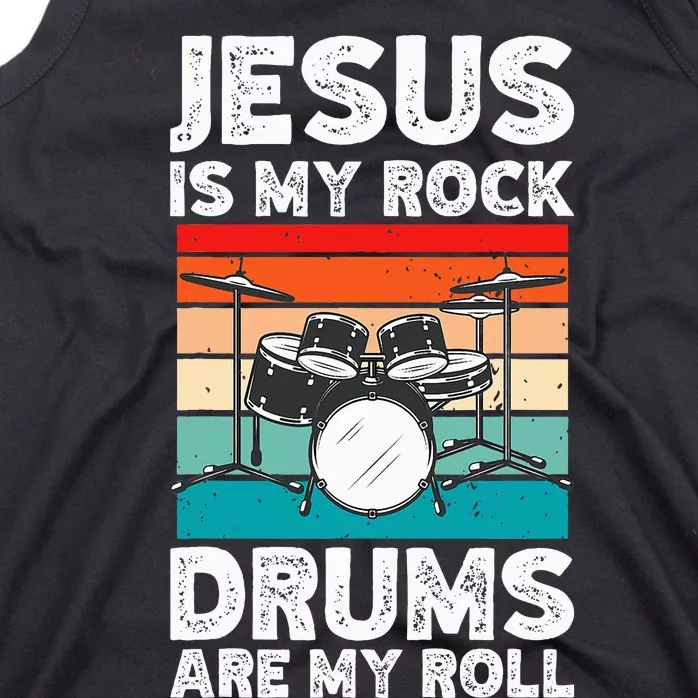 Drummer Jesus Drumming Drums Percussion Faith Christian Tank Top