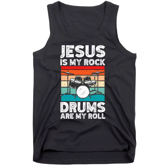 Drummer Jesus Drumming Drums Percussion Faith Christian Tank Top