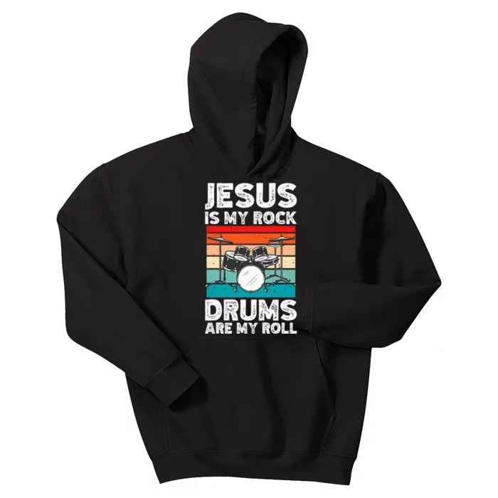 Drummer Jesus Drumming Drums Percussion Faith Christian Kids Hoodie