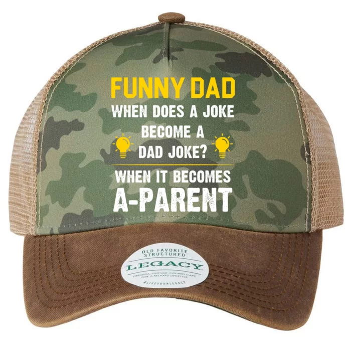 Dad Joke Funny Parent Quote Legacy Tie Dye Trucker Hat