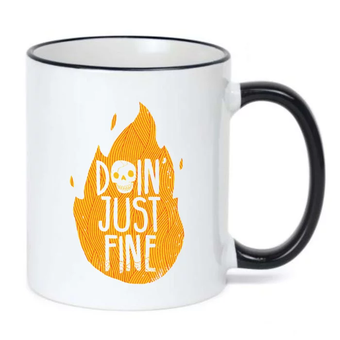 Doin Just Fine Black Color Changing Mug