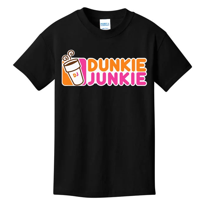 Dunkie Junkie Funny Coffee Lover Gift Kids T-Shirt