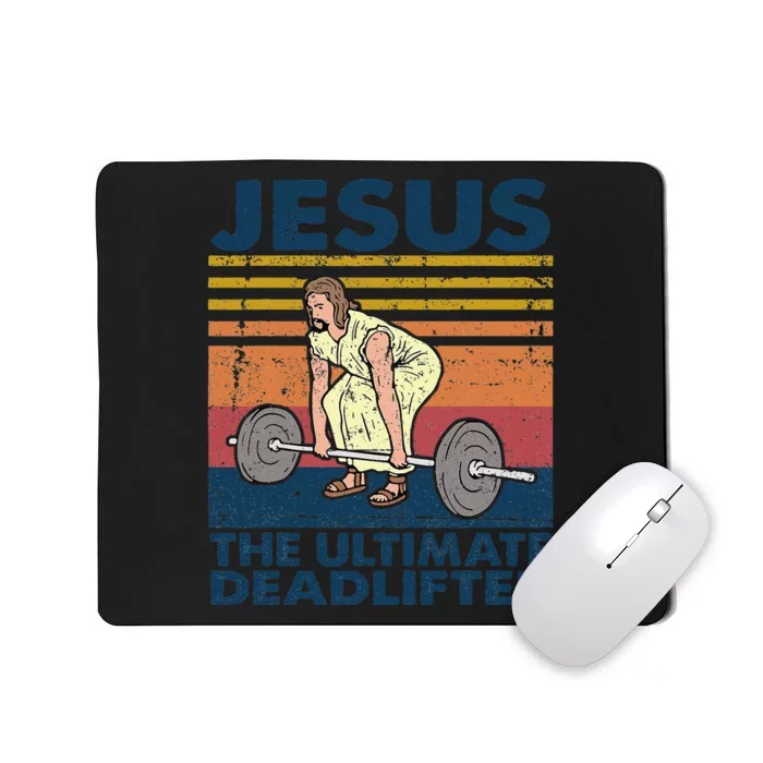 Deadlift Jesus I Christian Weightlifting Funny Workout Gym Mousepad