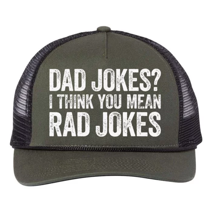 Dad Jokes I Think You Mean Rad Jokes Fathers Day Retro Rope Trucker Hat Cap