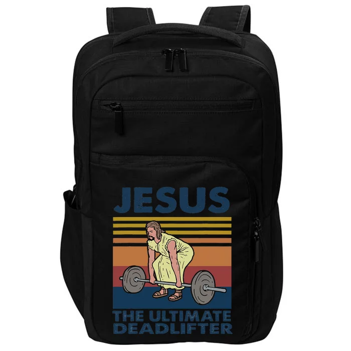 Deadlift Jesus I Christian Weightlifting Funny Workout Gym Impact Tech Backpack