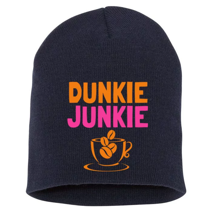 Dunkie Junkie love Funny Coffee Sayings caffeine addicted Short Acrylic Beanie