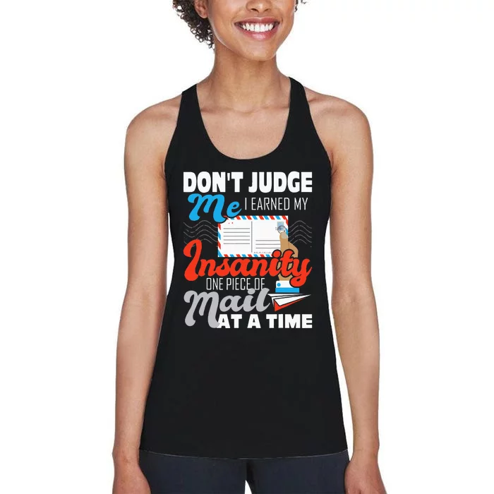 Dont Judge Me Postal Worker Mailman Postman Mail Carrier Women's Racerback Tank