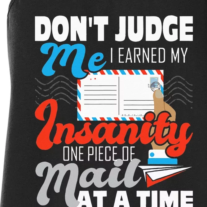 Dont Judge Me Postal Worker Mailman Postman Mail Carrier Women's Racerback Tank