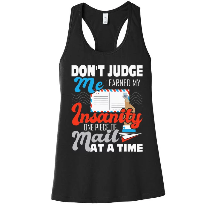 Dont Judge Me Postal Worker Mailman Postman Mail Carrier Women's Racerback Tank