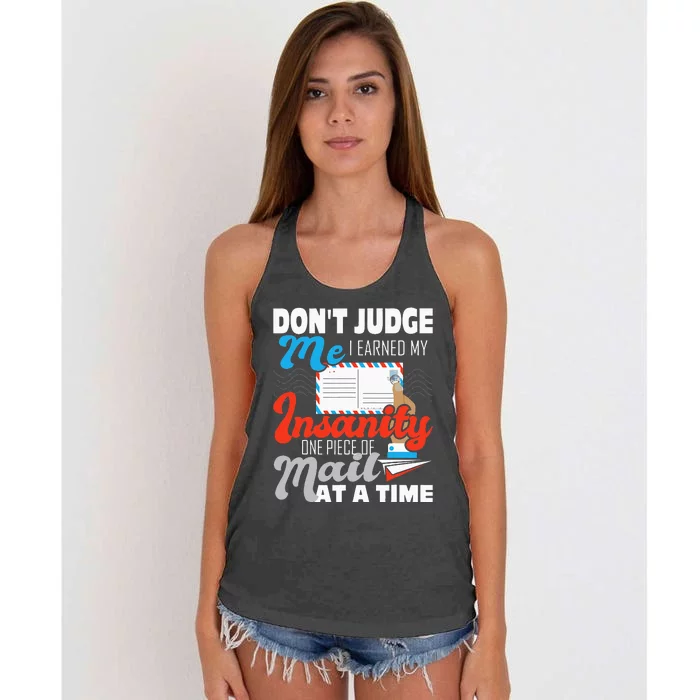 Dont Judge Me Postal Worker Mailman Postman Mail Carrier Women's Knotted Racerback Tank