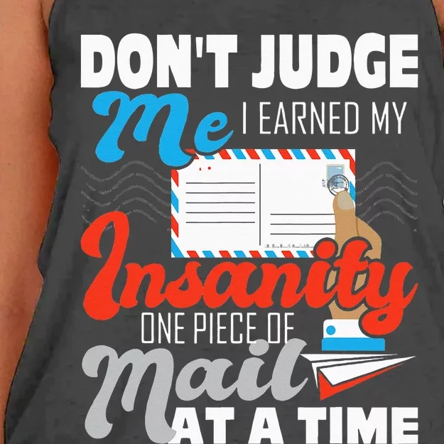 Dont Judge Me Postal Worker Mailman Postman Mail Carrier Women's Knotted Racerback Tank