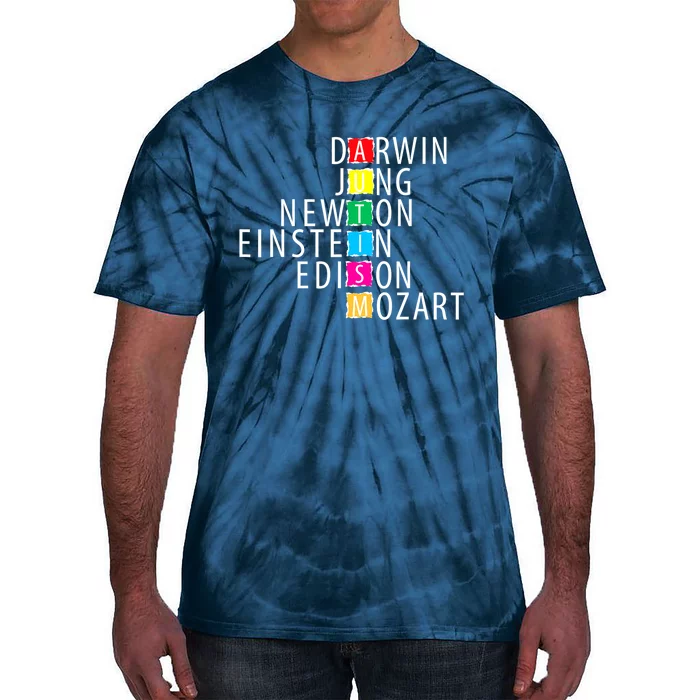 Darwin Jung Newton Einste In Edison Mozart Autism Support Gift Tie-Dye T-Shirt