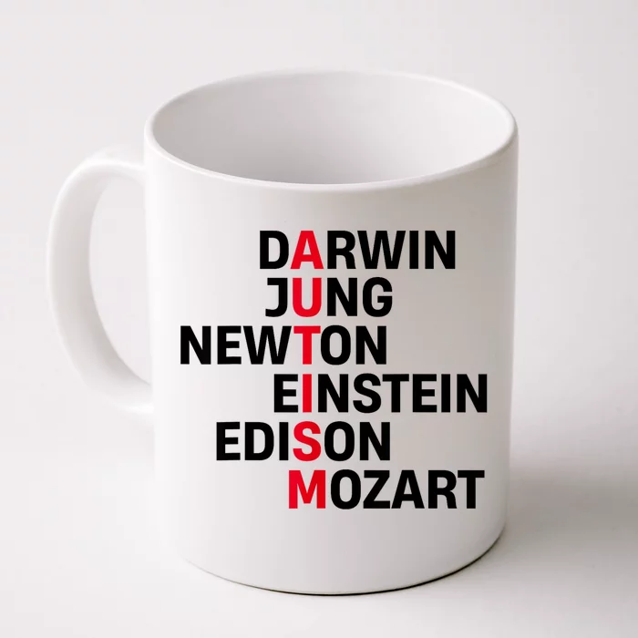 Darwin Jung Newton Einstein Edison Mozart Autism Awareness Front & Back Coffee Mug