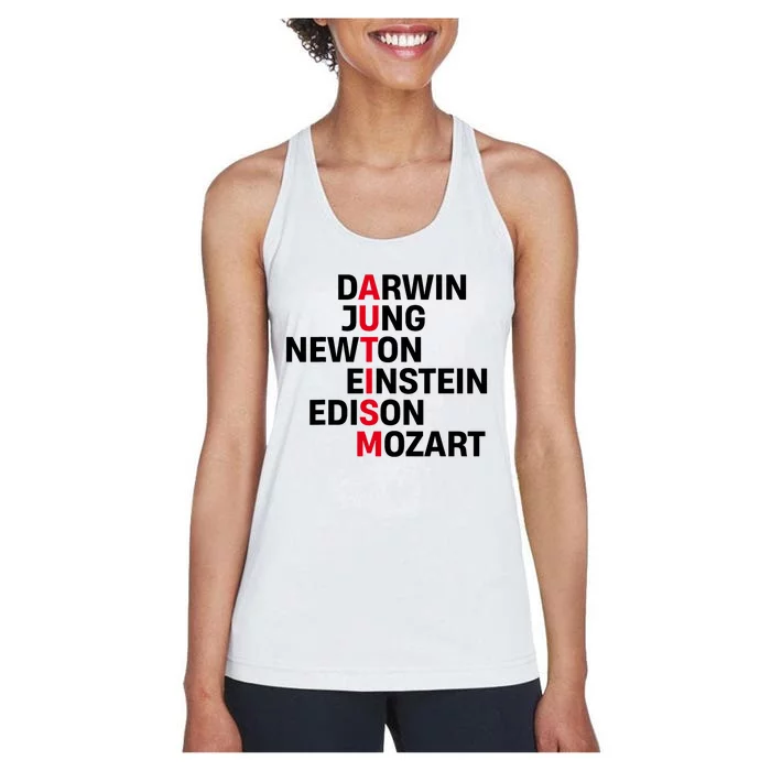 Darwin Jung Newton Einstein Edison Mozart Autism Awareness Women's Racerback Tank