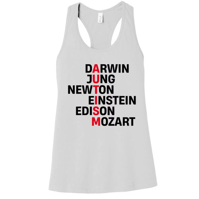 Darwin Jung Newton Einstein Edison Mozart Autism Awareness Women's Racerback Tank