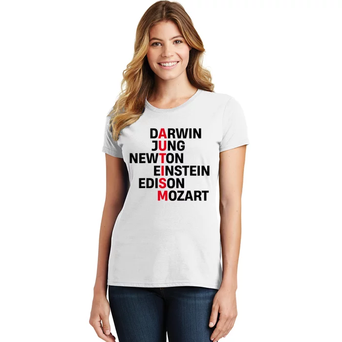 Darwin Jung Newton Einstein Edison Mozart Autism Awareness Women's T-Shirt