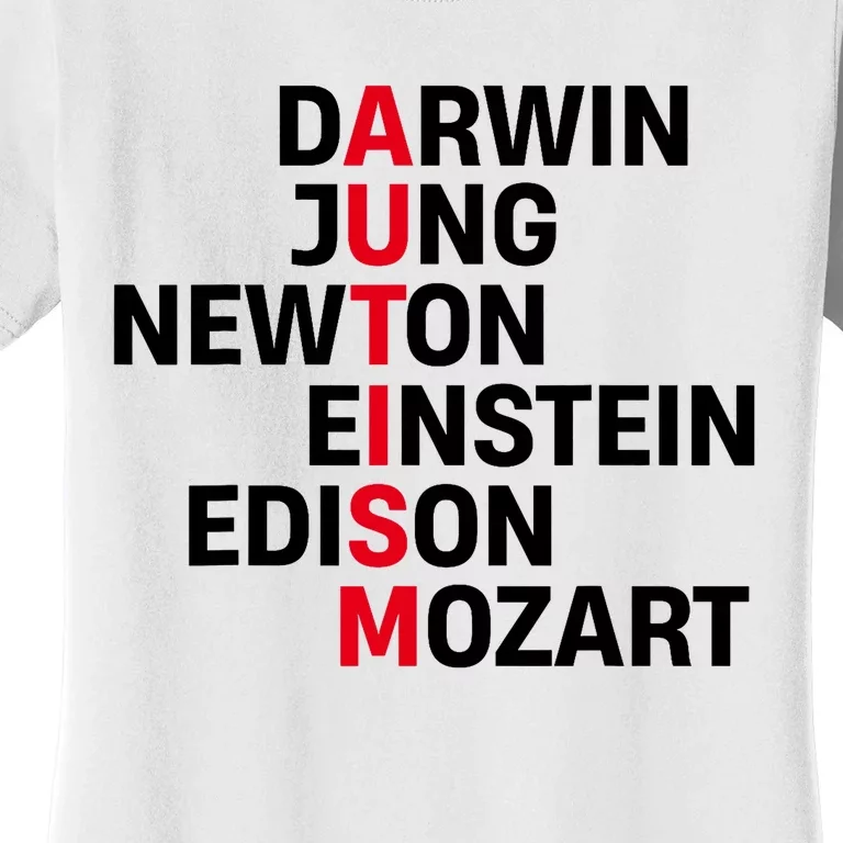 Darwin Jung Newton Einstein Edison Mozart Autism Awareness Women's T-Shirt