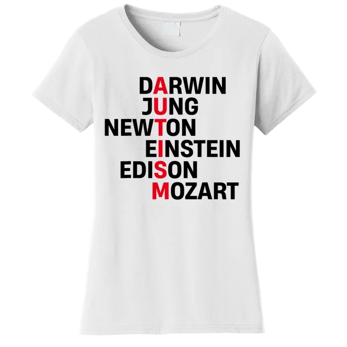 Darwin Jung Newton Einstein Edison Mozart Autism Awareness Women's T-Shirt