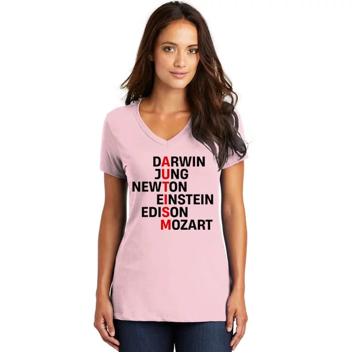 Darwin Jung Newton Einstein Edison Mozart Women's V-Neck T-Shirt