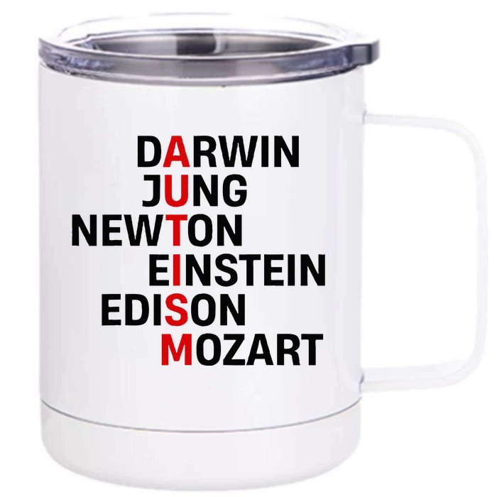 Darwin Jung Newton Einstein Edison Mozart Autism Awareness Front & Back 12oz Stainless Steel Tumbler Cup